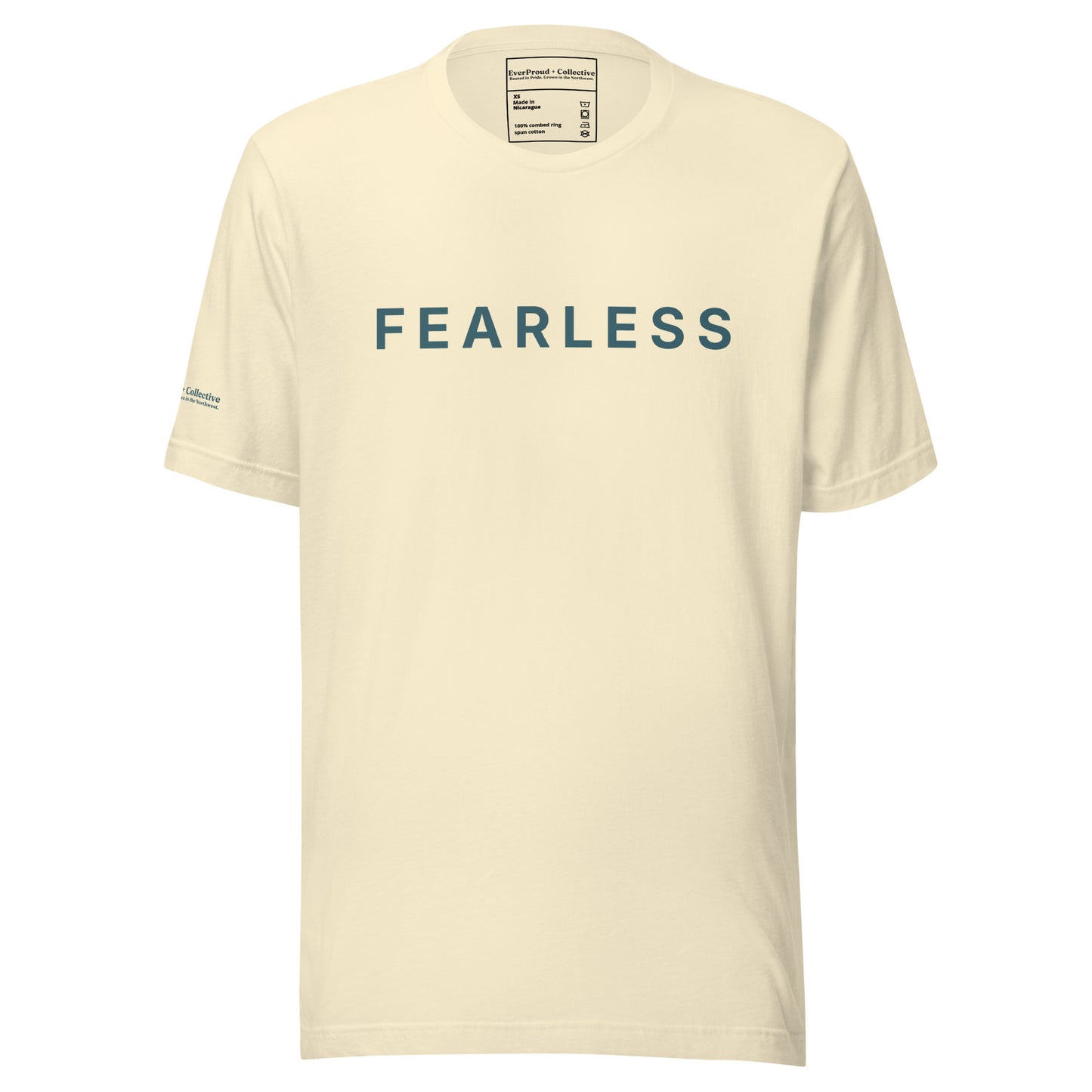 Fearless T-Shirt — natural, front view, queer-owned PNW Pride apparel