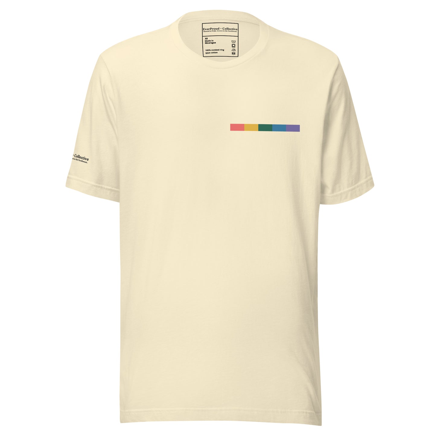 Signal Offset T-Shirt — natural, front view, queer-owned PNW Pride apparel