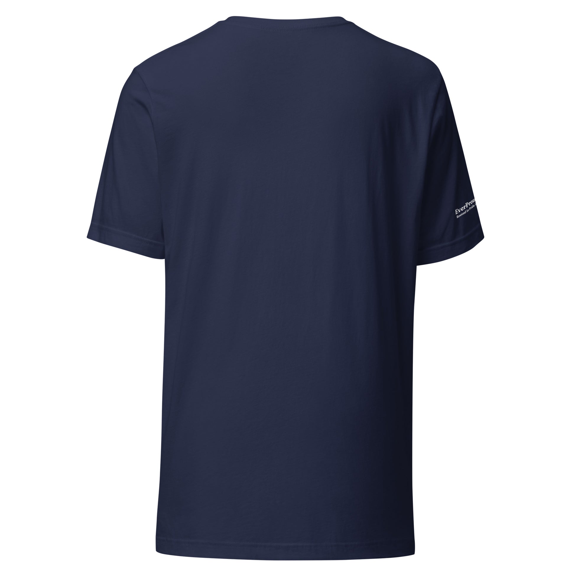 Signal Core T-Shirt — navy, back view, queer-owned PNW Pride apparel