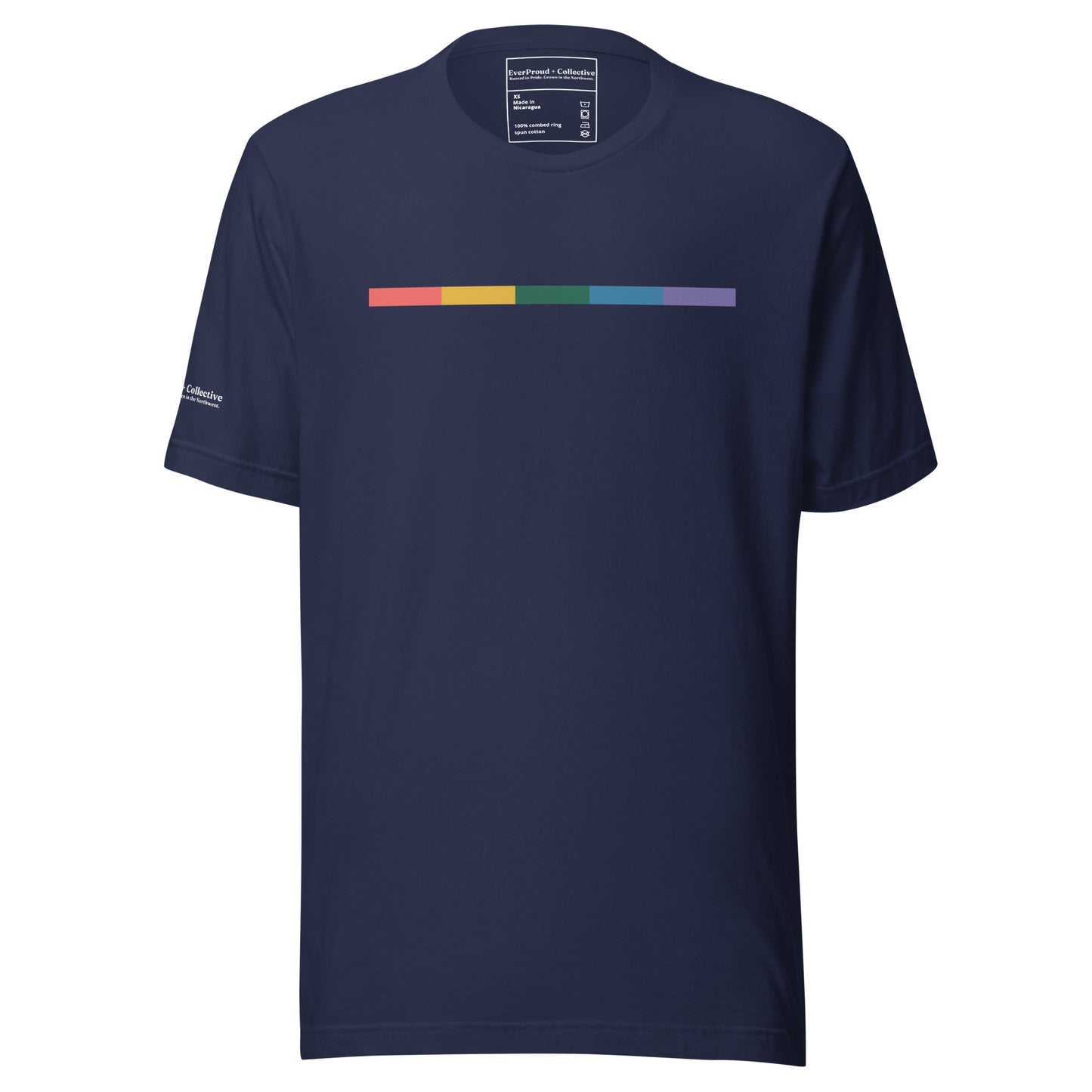 Signal Core T-Shirt — navy, front view, queer-owned PNW Pride apparel