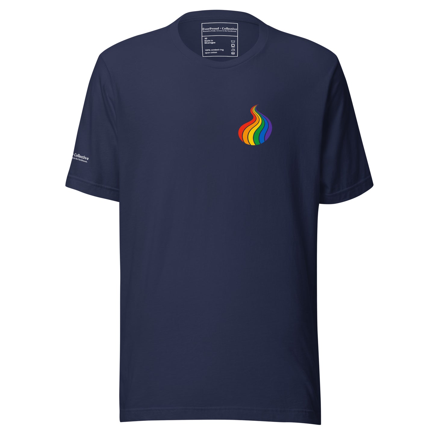 ProudPath T-Shirt — navy, front view, queer-owned PNW Pride apparel