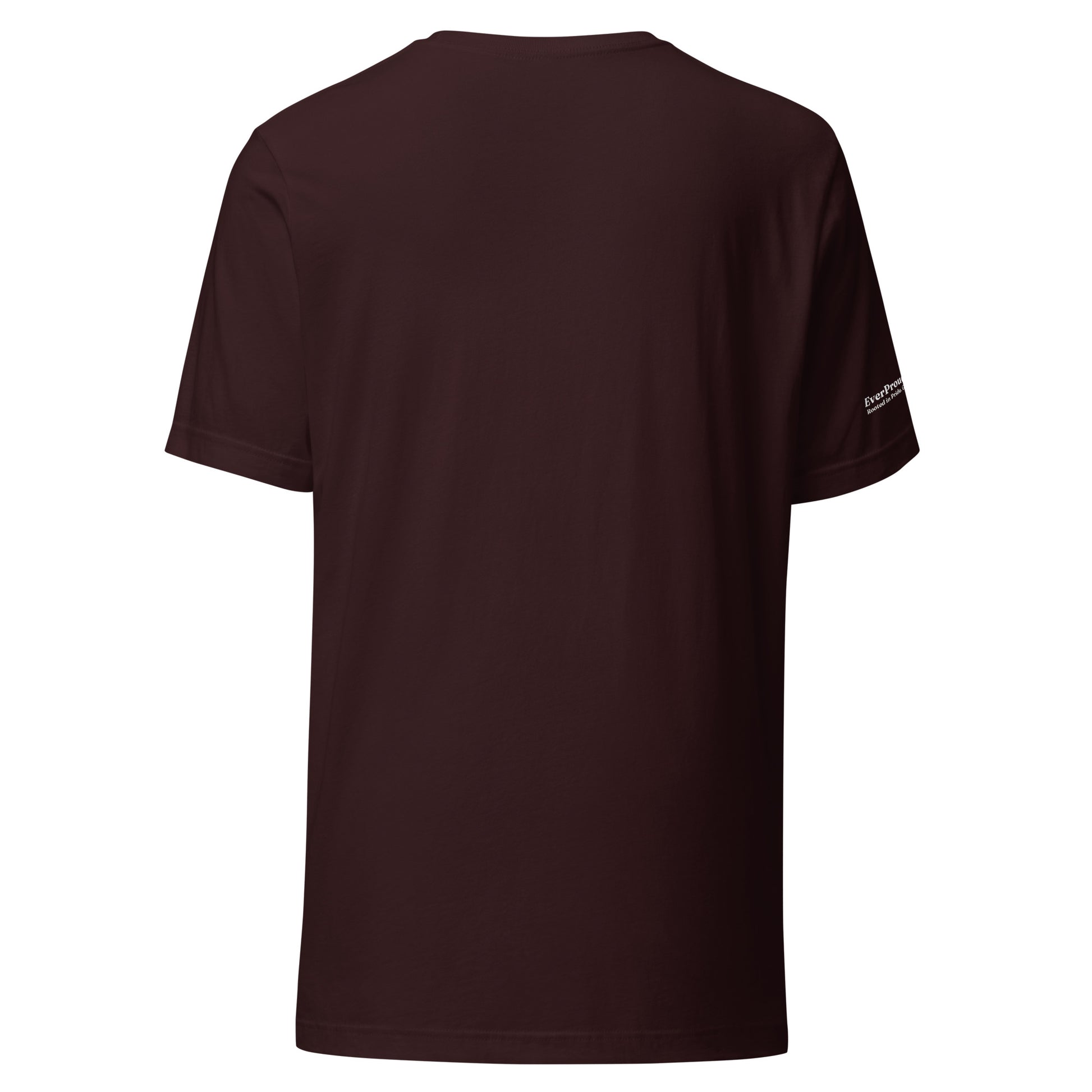 Signal Core T-Shirt — oxblood black, back view, queer-owned PNW Pride apparel