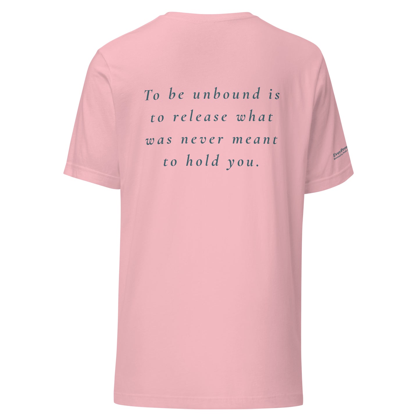 Unbound T-Shirt — pink, back view, queer-owned PNW Pride apparel