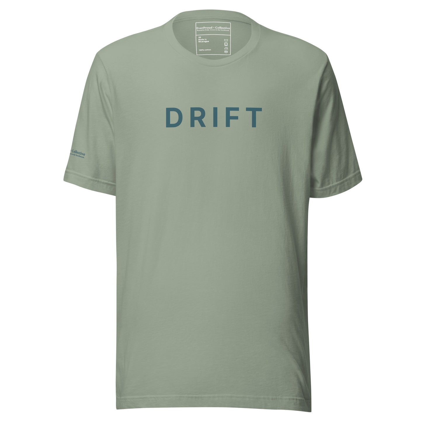 Drift T-Shirt — sage, front view, queer-owned PNW Pride apparel