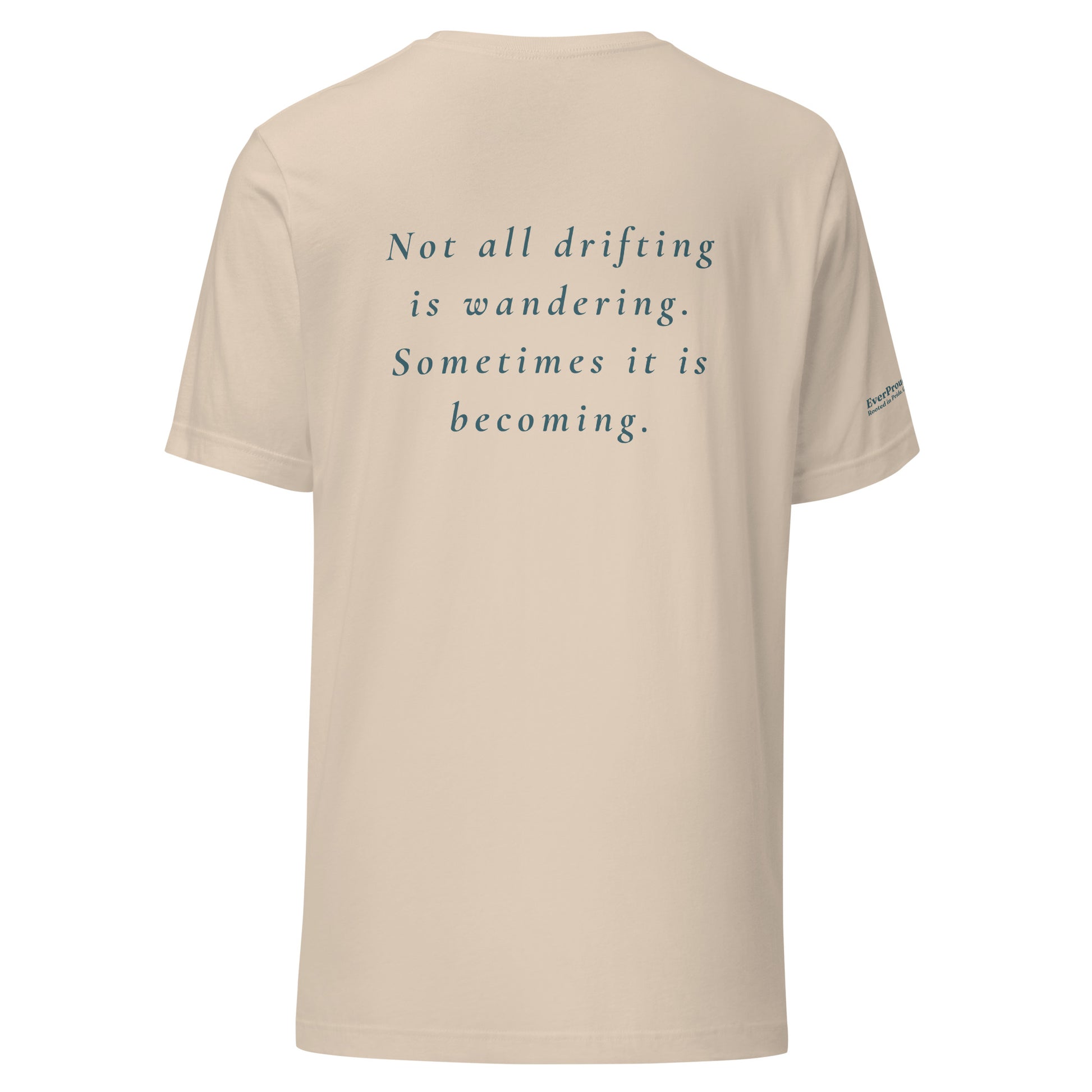 Drift T-Shirt — soft cream, back view, queer-owned PNW Pride apparel
