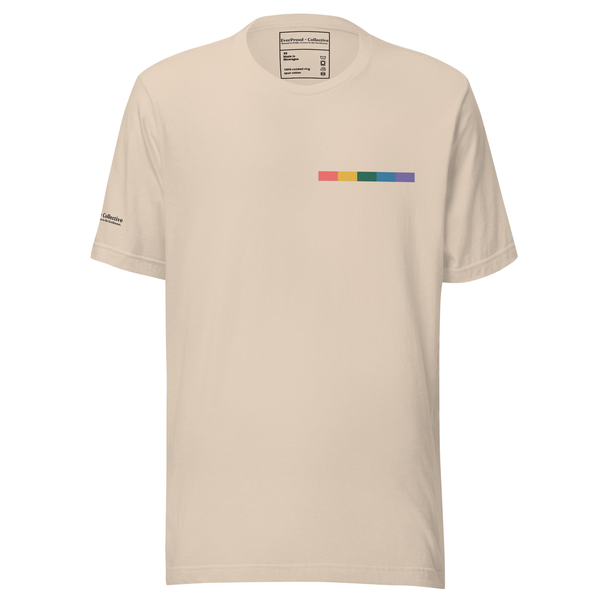 Signal Offset T-Shirt — soft cream, front view, queer-owned PNW Pride apparel