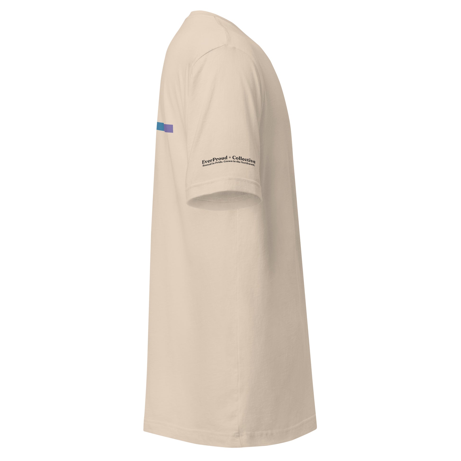 Signal Offset T-Shirt — soft cream, right view, queer-owned PNW Pride apparel