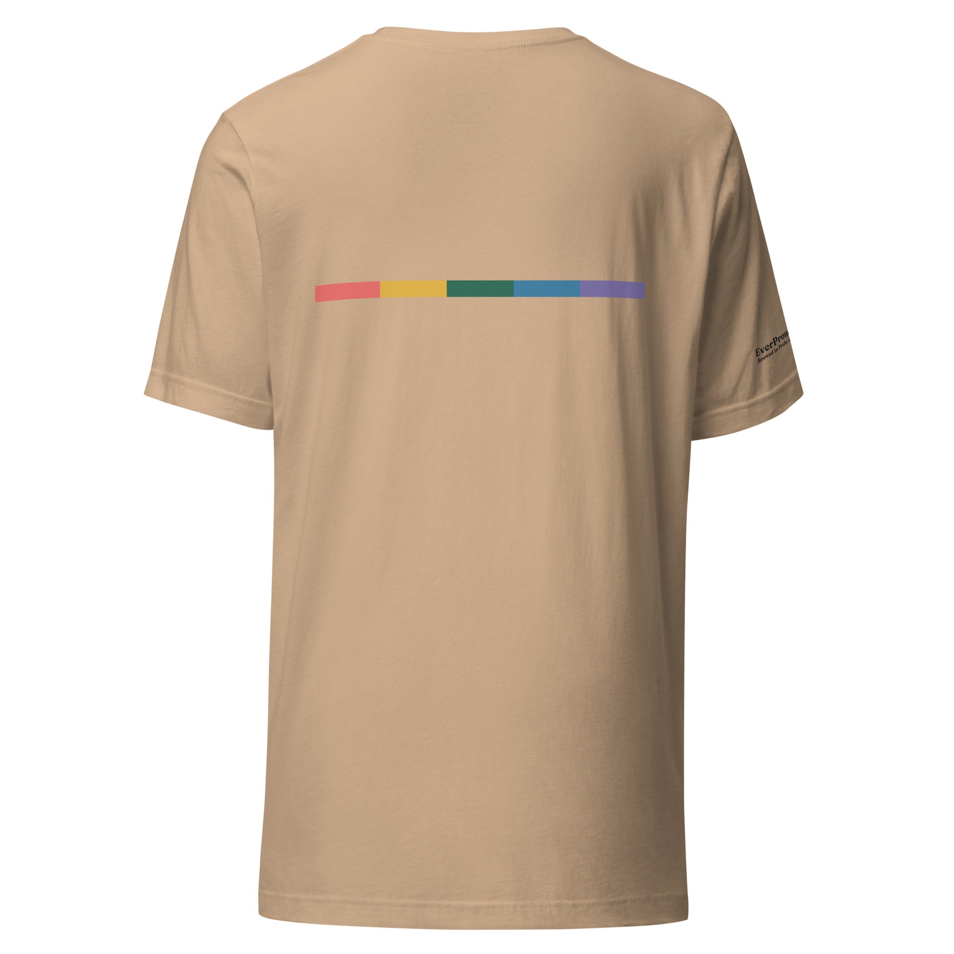 Signal Offset T-Shirt — tan, back view, queer-owned PNW Pride apparel