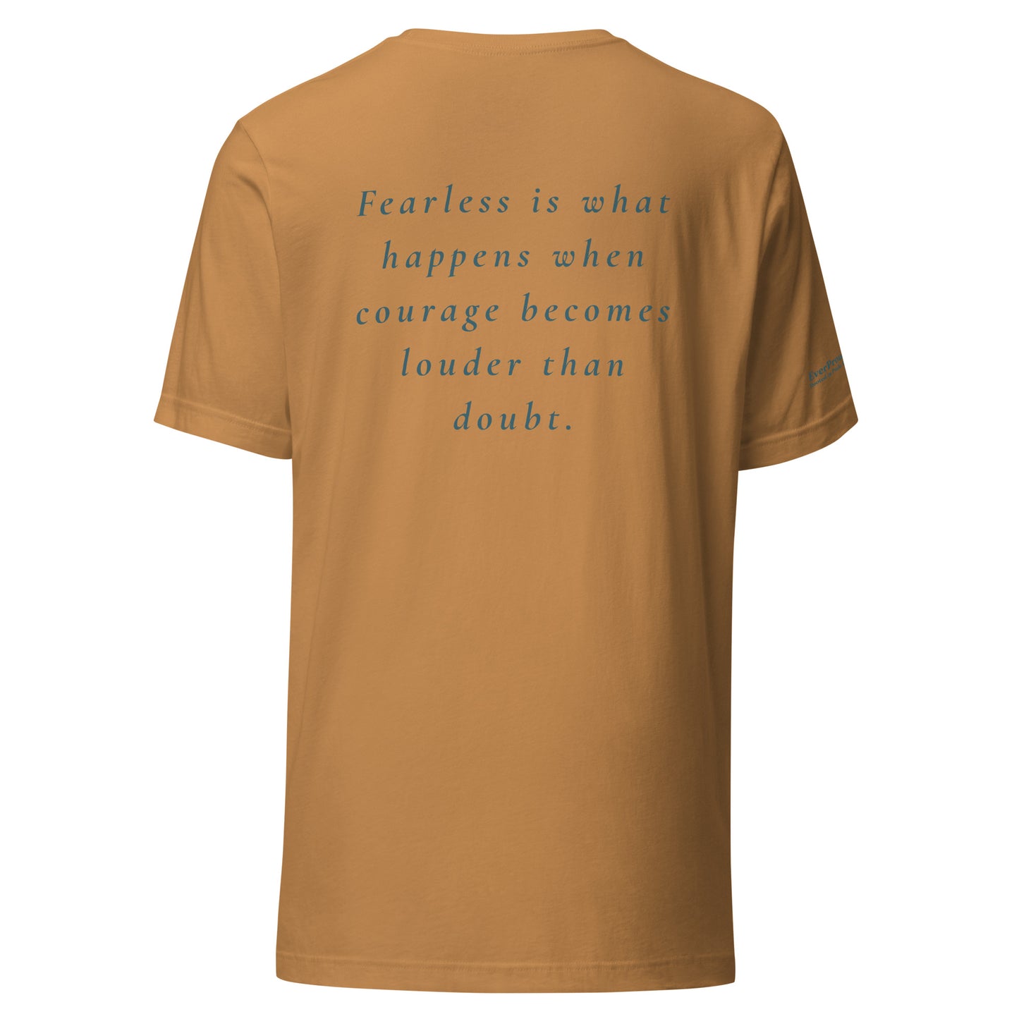 Fearless T-Shirt — toast, back view, queer-owned PNW Pride apparel