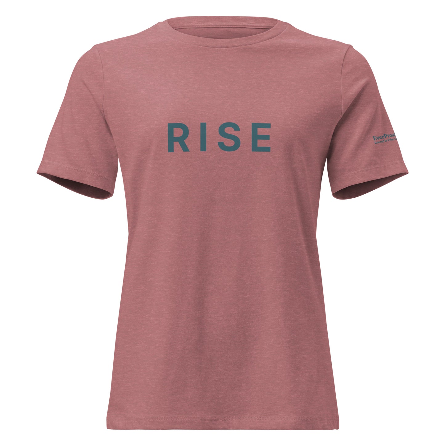 Rise Women's Relaxed T-Shirt — heather mauve, front view, queer-owned PNW Pride apparel