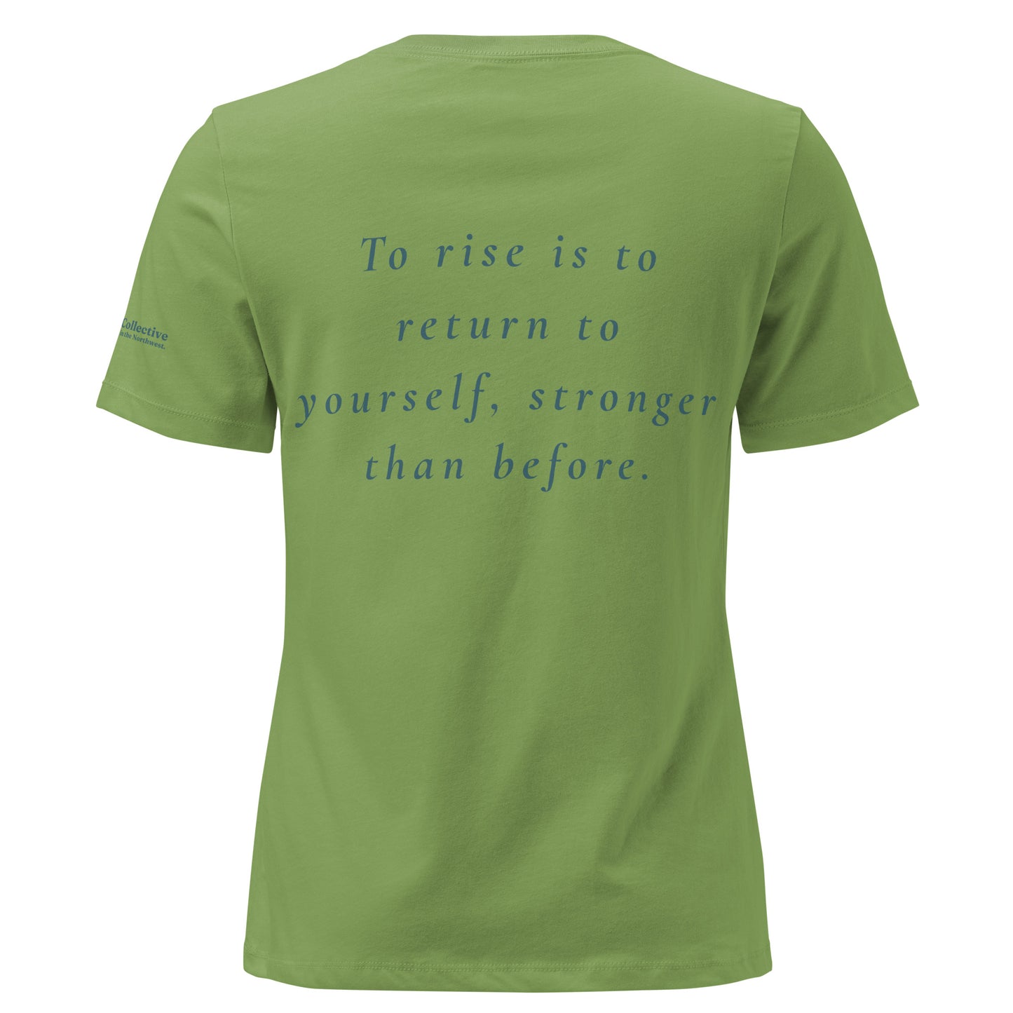 Rise Women's Relaxed T-Shirt — leaf, back view, queer-owned PNW Pride apparel