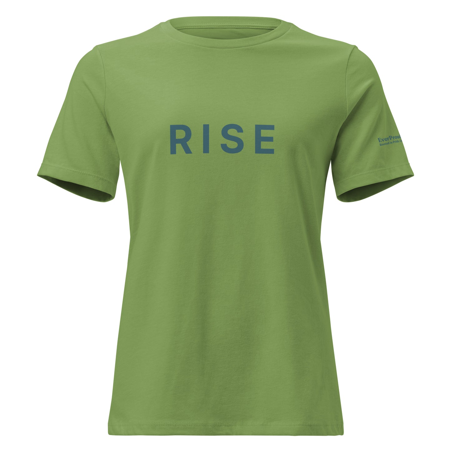 Rise Women's Relaxed T-Shirt — leaf, front view, queer-owned PNW Pride apparel