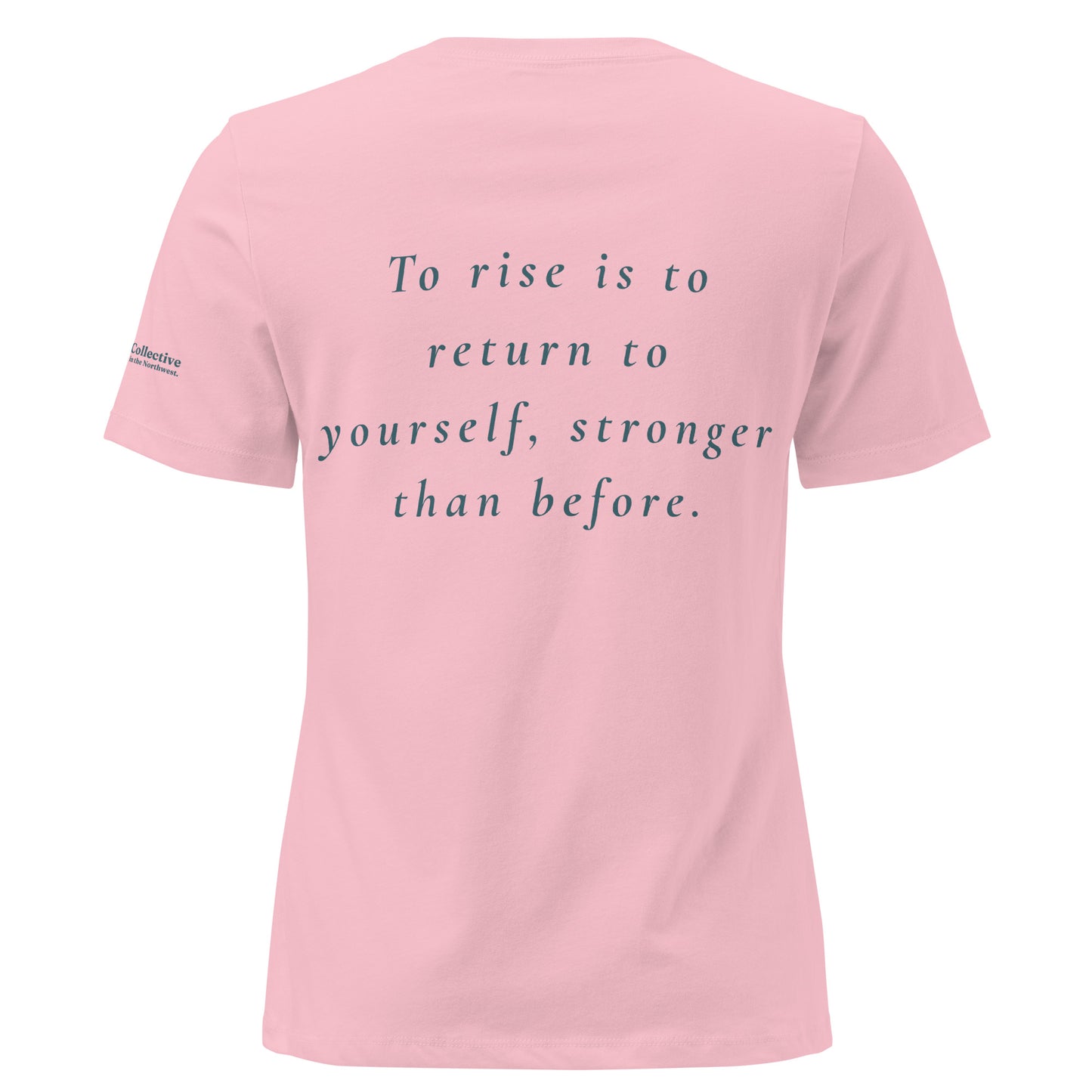 Rise Women's Relaxed T-Shirt — pink, back view, queer-owned PNW Pride apparel