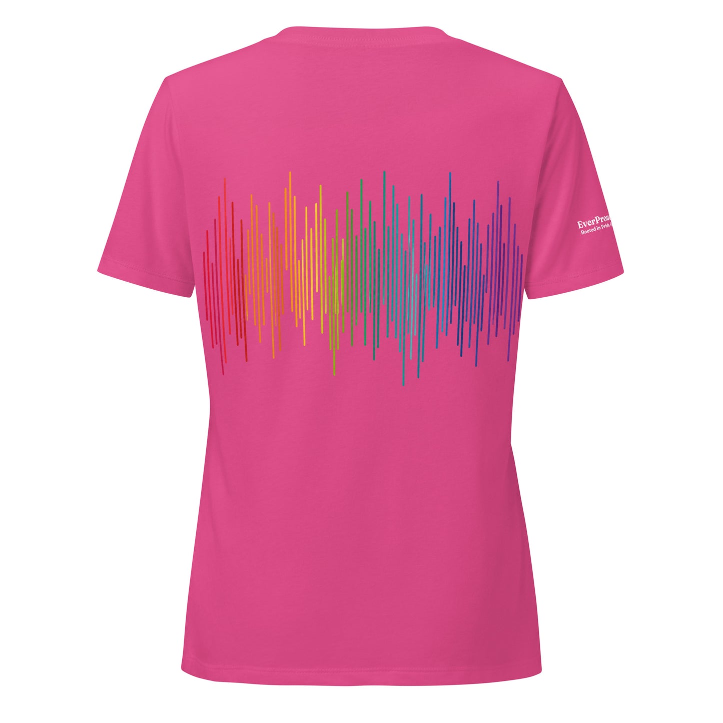 PrideFall Women's Relaxed V-Neck T-Shirt — berry, back view, queer-owned PNW Pride apparel
